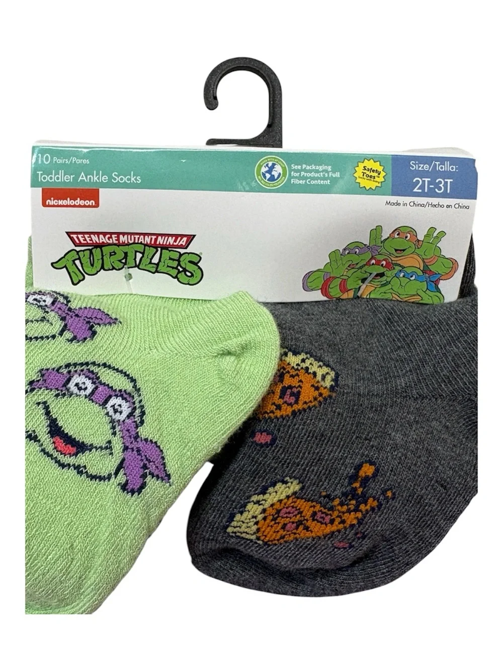 Nickelodeon Teenage Mutant Ninja Turtles Toddler Ankle Socks 10-Pack 2T-3T NWT